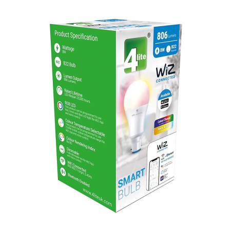 4lite Wiz LED B22 Smart Wi-Fi 9W 806LM Light Bulb